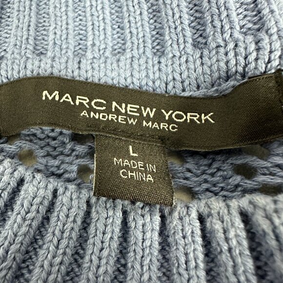 Marc New York Andrew Marc Blue Cotton Womens Sweater Size L - Picture 5 of 6